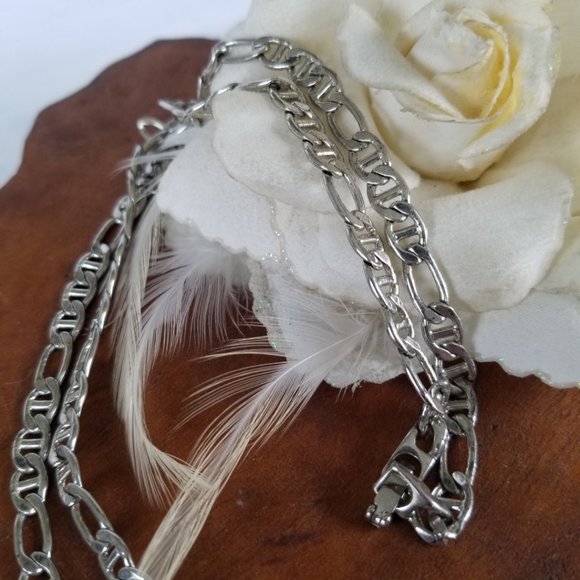 Vintage Mariner Chain Necklace 20" Silver Tone - Picture 8 of 13